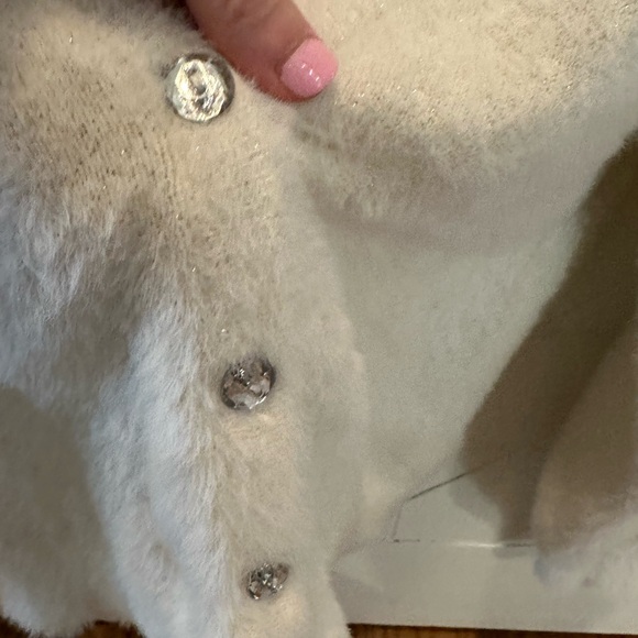 Ivory cream with gold sparkle jeweled button cardigan 7-8 Cat & Jack - Picture 6 of 6